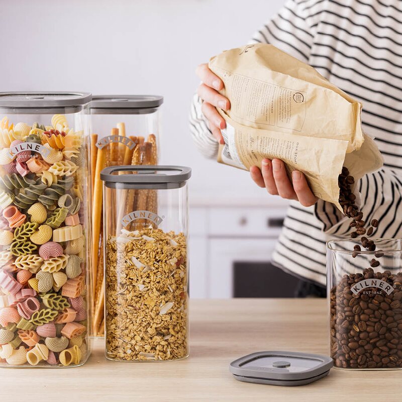 Kilner Fresh XXL oppbevaringskrukke 3,5L glass/grå