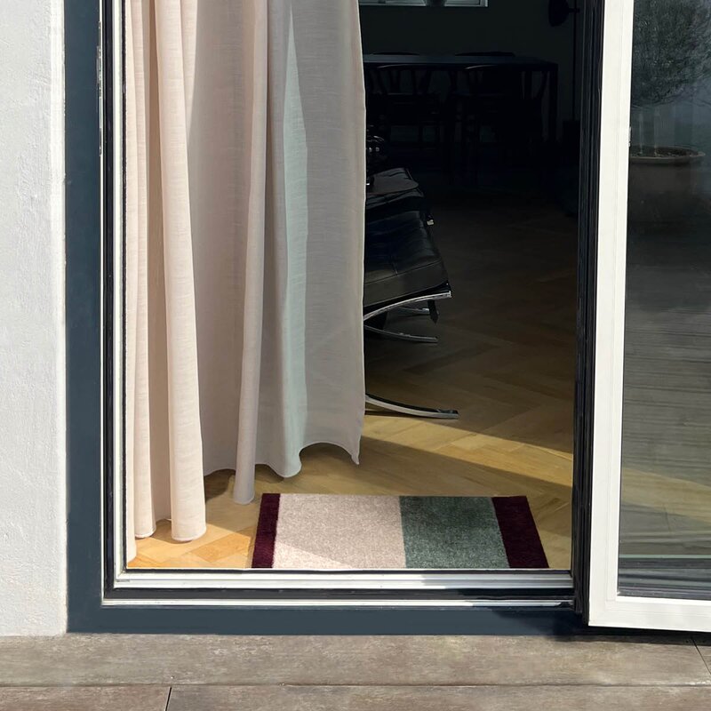 Tica Copenhagen Stripes horisontal gulvmatte 40x60 cm bordeaux/green/ivory