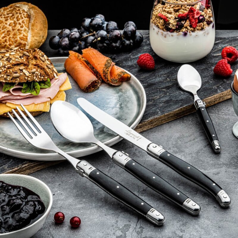 Laguiole Style de Vie Premium Line Treasure bestikksett 24 deler svart/stål