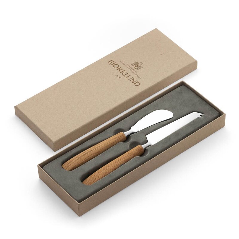 Bjørklund Treskaft knivsett ost-og smørkniv 2 stk eik