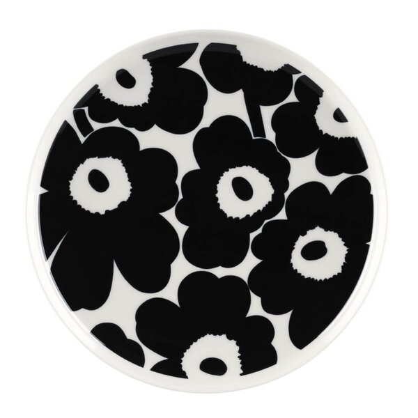 Marimekko Oiva Unikko tallerken 25 cm hvit/svart