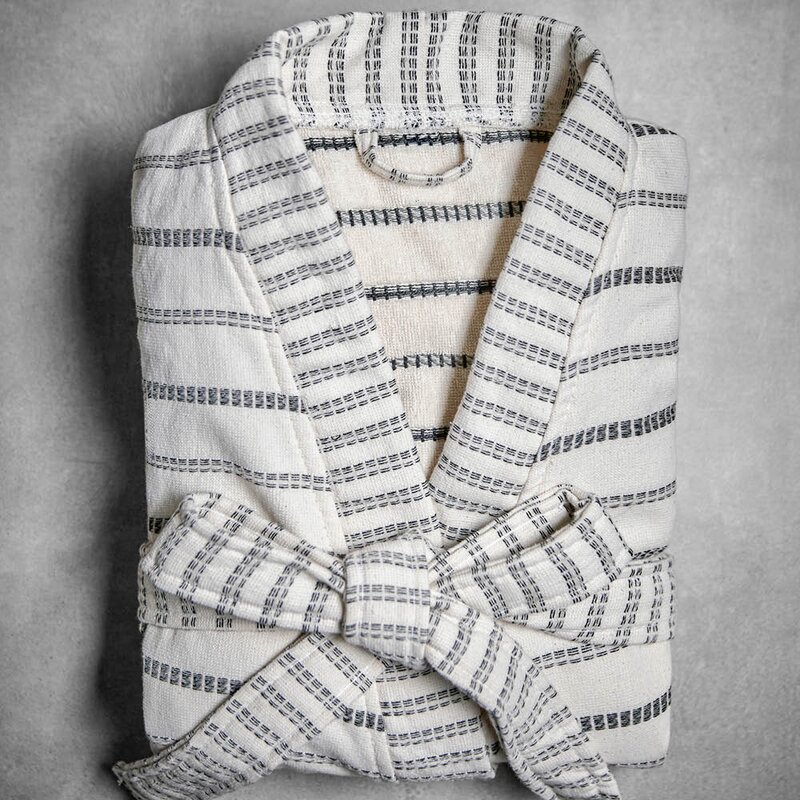 Meraki Badekåpe L/XL offwhite og svart