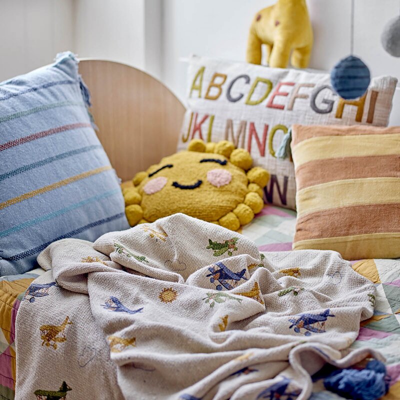 Bloomingville MINI Pledd Plane 160x130 cm natur