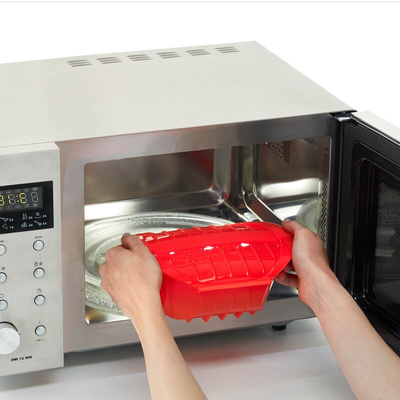 Lékué Dyp dampkoker for mikrobølgeovn 1–2 porsjoner rød