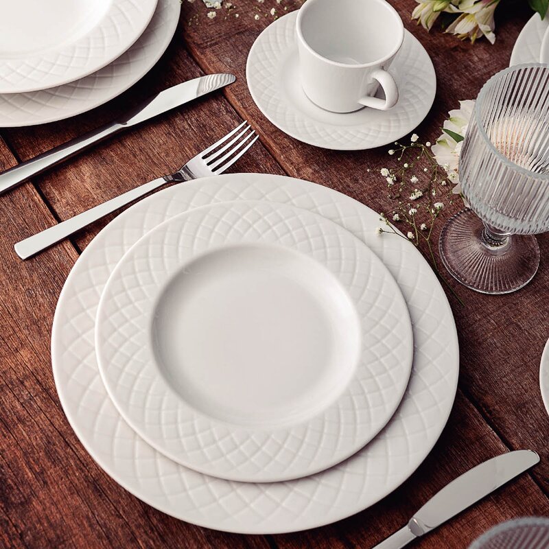 Tramontina Ingrid tallerkensett 12 deler tre størrelser hvit