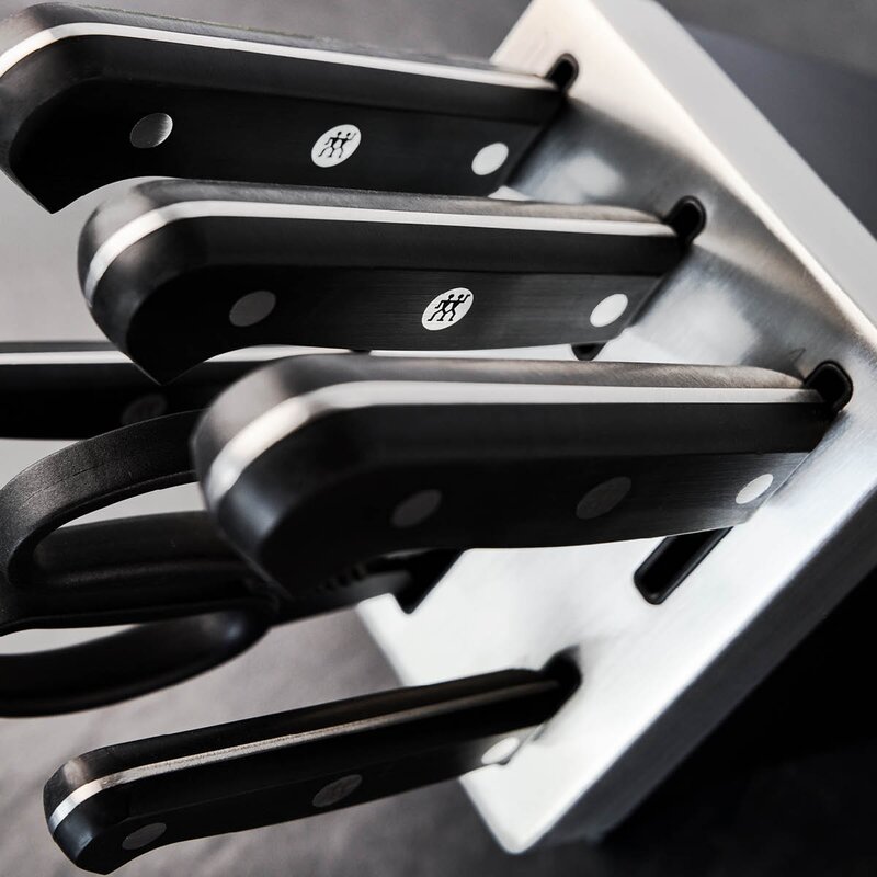 Zwilling Gourmet knivsett med selvslipende blokk 7 deler sølv/svart