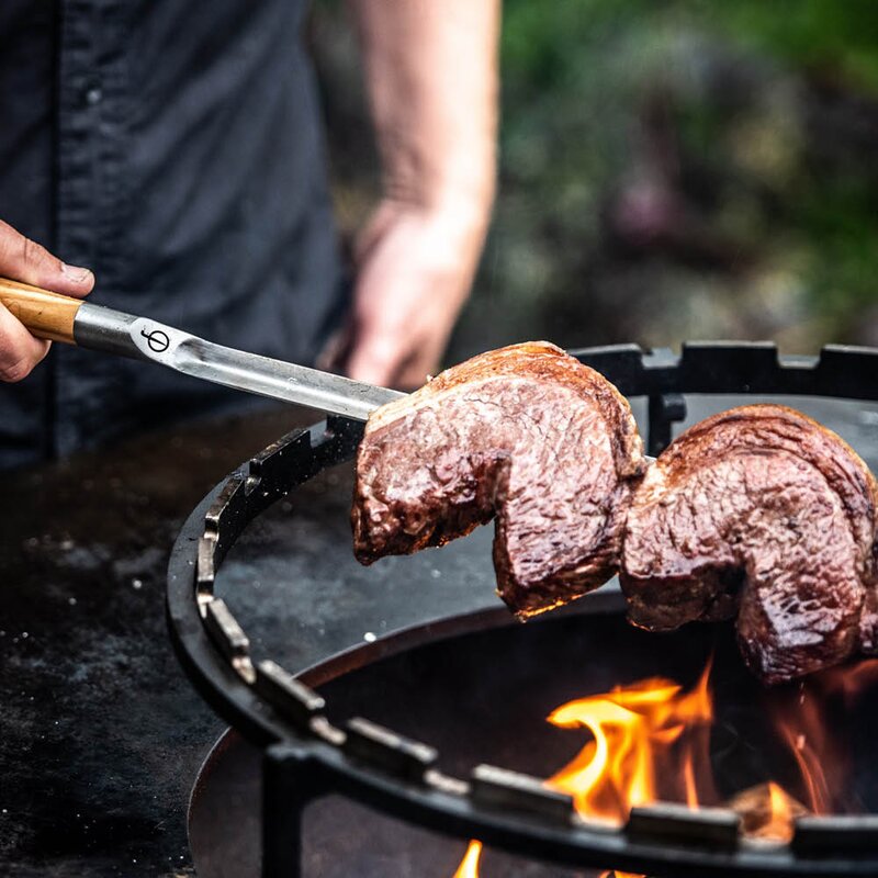 Forged Churrasco grillspyd V-form 60 cm stål/oliventre