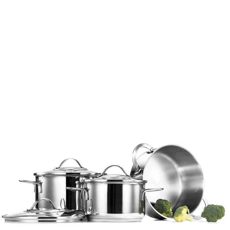 Modern House Kitchen Essentials grytesett 3 deler 1,8/2,8/3,5L med lokk blank