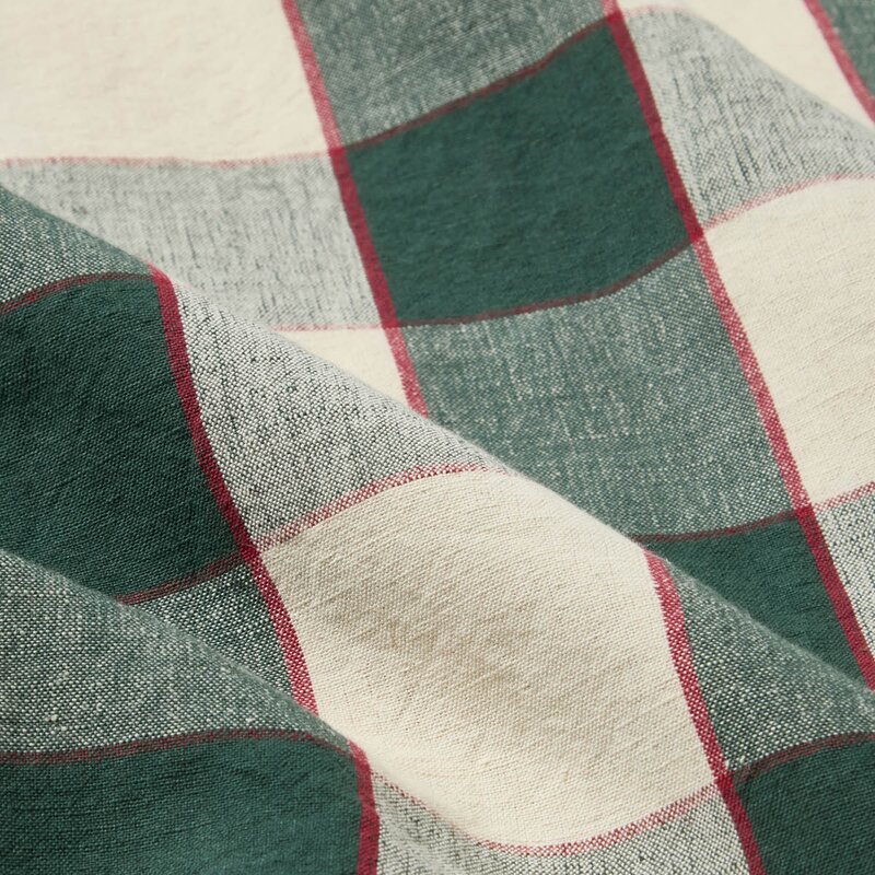 Lexington Rutete duk i lin/bomull 180x180 cm grønn/lysbeige/rø