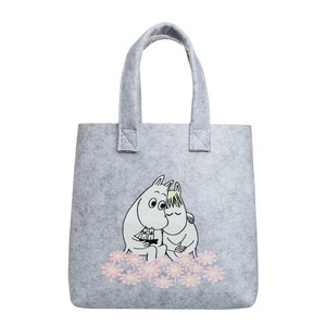 Moomin Mummi handlenett 14x25x26 cm sammen grå