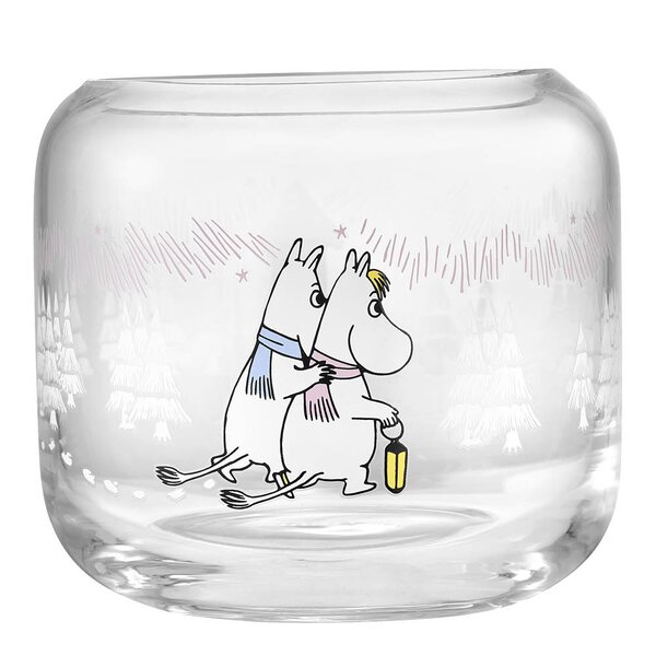 Muurla Mummi telysholder 9x8 cm En frostklar dag hvit/klar