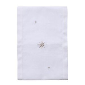 Langkilde & Søn Bordløper 30x175 cm hvit med broderte sølvstjerner