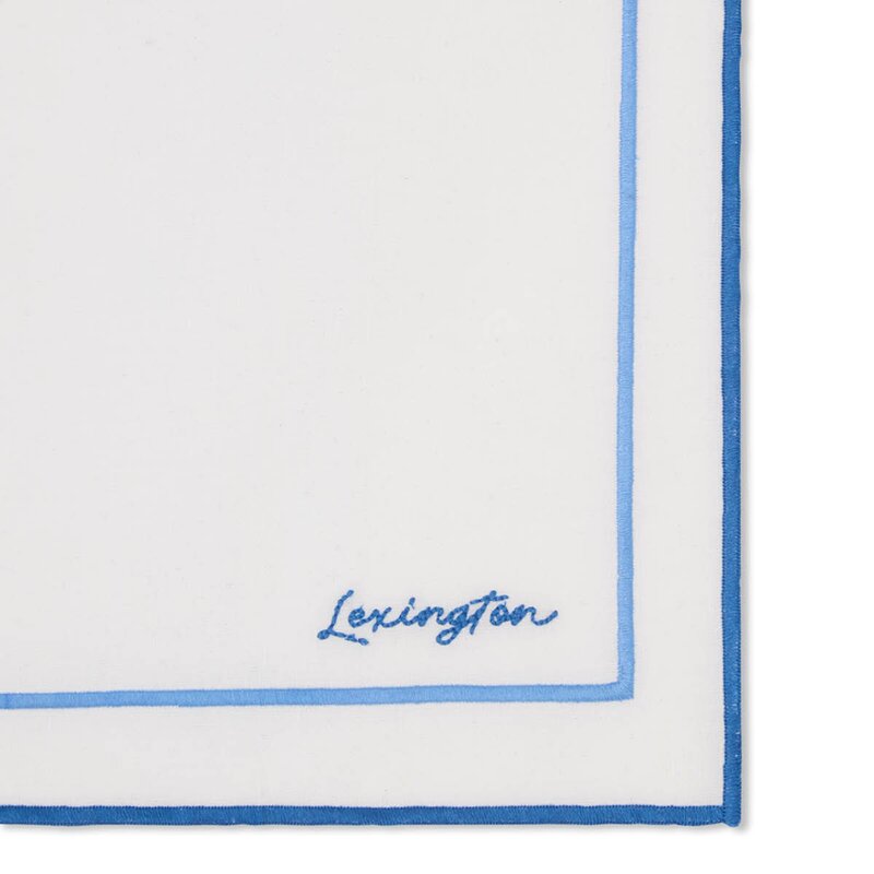 Lexington Serviett 50x50 cm lin/bomull med broderi hvit/blå