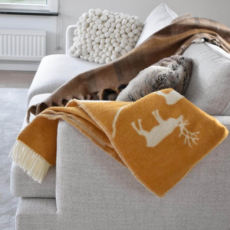 Arvidssons Textil Fjällvandring ullpledd 130x170 cm gul