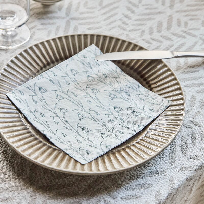 House Doctor Snowdrop serviett 16,5x16,5 cm 40 stk hvit/grønn