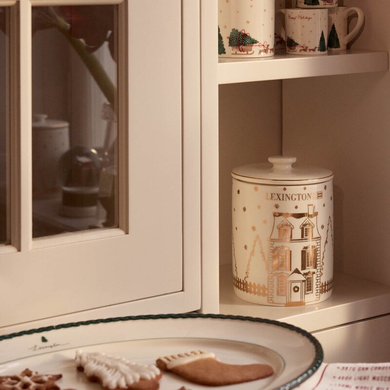 Lexington House kakeboks med lokk 13x18 cm hvit/gull