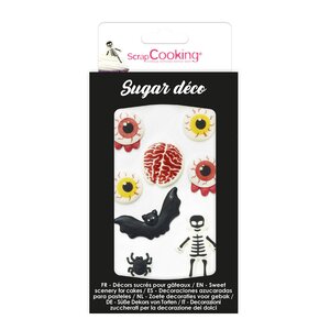 ScrapCooking Halloween spiselig kakepynt 8 stk svart/rød/hvit