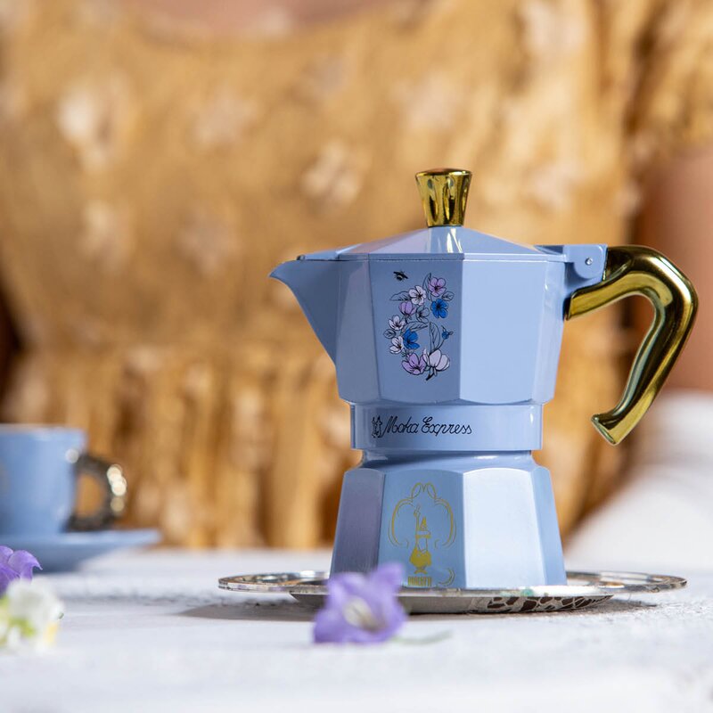 Bialetti Bridgerton Moka Express mokkakanne 3 kopper 13 cl blå/gull