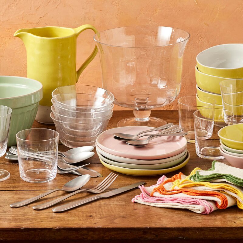 Jamie Oliver Big Love servietter i bomull/lin 45 cm 4 stk rosa/hvit/grønn/gul