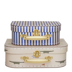 OYOY Mini Krokodille & Stripete koffert 25,5x18 cm 2 stk beige
