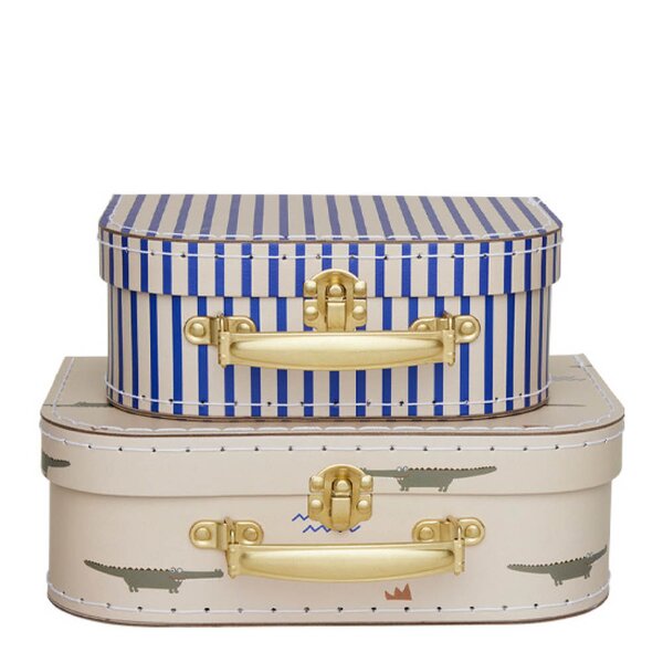 OYOY Mini Krokodille & Stripete koffert 25,5x18 cm 2 stk beige