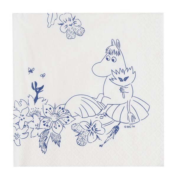 MoominArabia Haru Mummi serviett 33x33 cm 20 stk hvit/blå