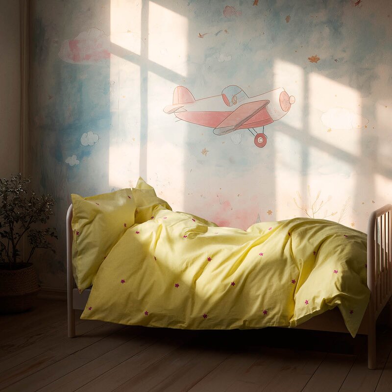 Juna Daisy sengetøy junior 100x140 cm gul