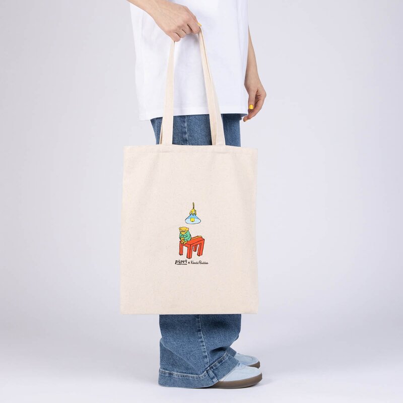Nordicbuddies Pippi handlenett 38,5x42 cm Pippi vasker huset beige