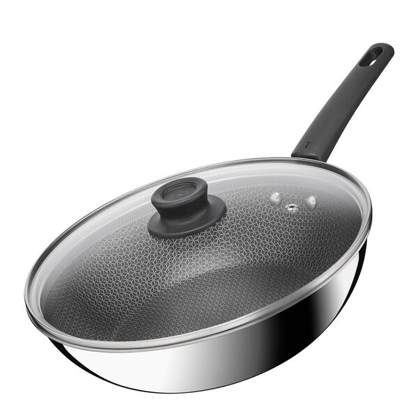 Tefal Emotion Plus Power SS Mesh wokpanne med lokk 28 cm