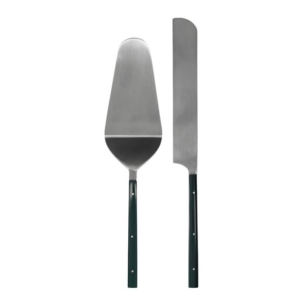 House Doctor Lata kakespade og kakekniv i polert stål 28 cm mørk grønn