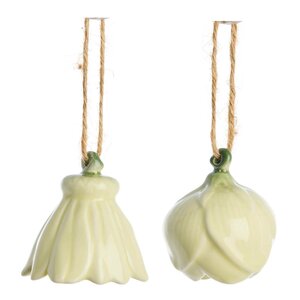 Lene Bjerre Dehlia hengende blomsterdekorasjon 2 stk 4,5 cm gul