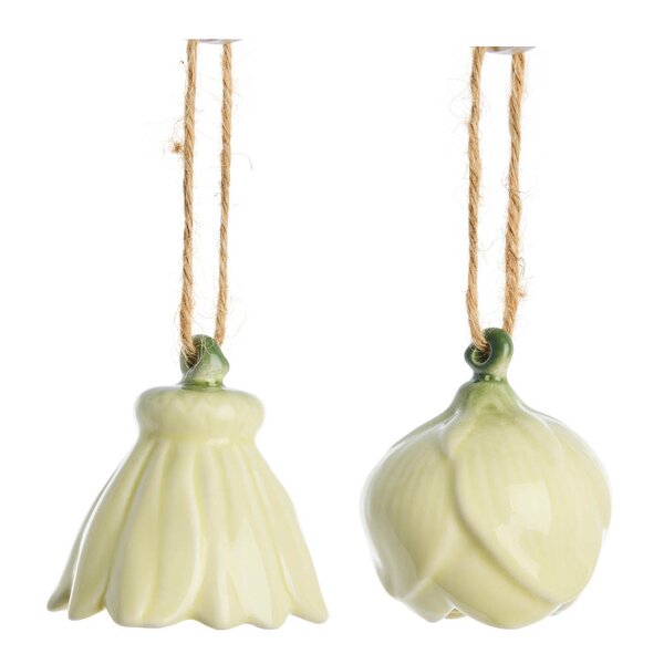 Lene Bjerre Dehlia hengende blomsterdekorasjon 2 stk 4,5 cm gul