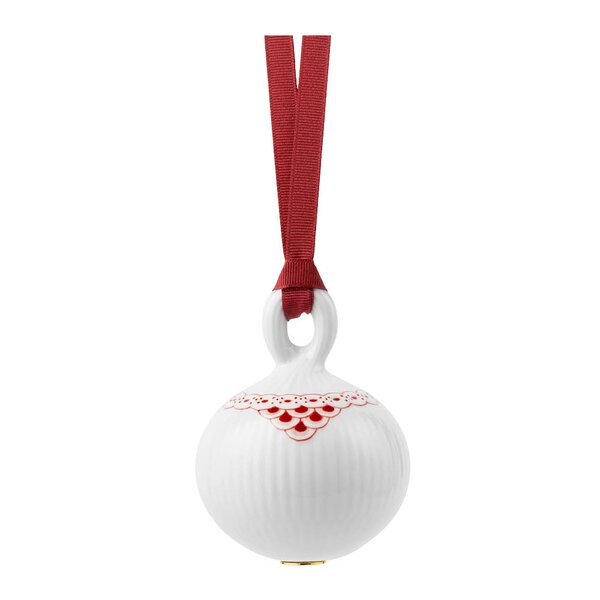 Royal Copenhagen Rød Riflet Blonde julekule 9,5 cm