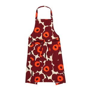 Marimekko Pieni Unikko forkle vanilje/vinrød/rød