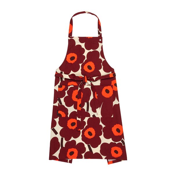 Marimekko Pieni Unikko forkle vanilje/vinrød/rød