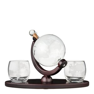Viski Globe karaffel og whiskyglass i krystall 3 deler 95/36 cl