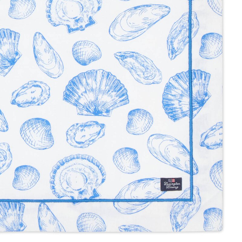 Lexington Serviett 50x50 cm bomull skallprintet hvit/blå