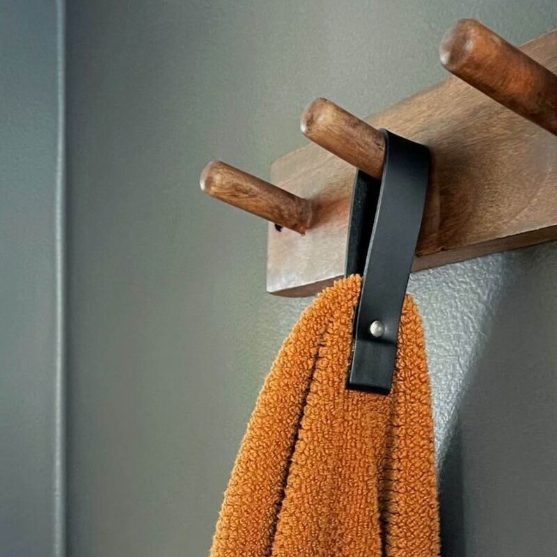 Nordan Home Magnetisk håndkleholder i skinn large 11x2 cm svart