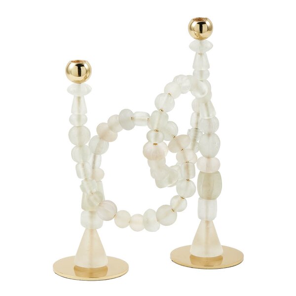 Pols Potten Beads lysestake 38 cm hvit