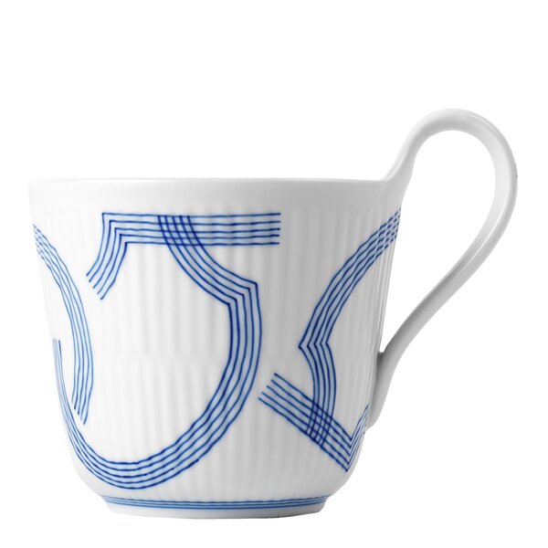 Royal Copenhagen Motif høyhankskopp 33 cl blå/hvit