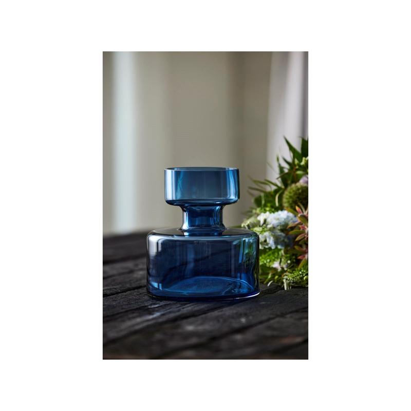 Lyngby Glas Vase tubular 20 cm blå glass