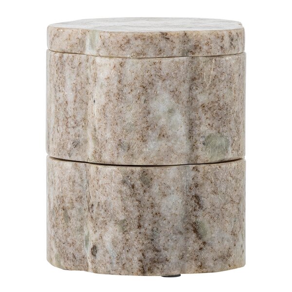 Bloomingville - Krukke med lokk Nezli i marmor 25 cl hvit