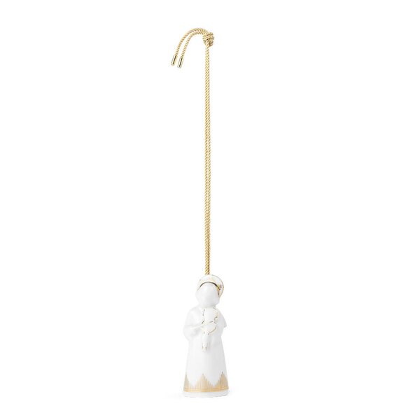 Royal Copenhagen Juleengel med fiolin 9,5 cm hvit/gull