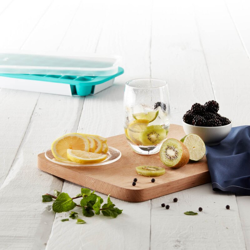 Lékué Isform med lokk for 12 isbiter pingvin turkis