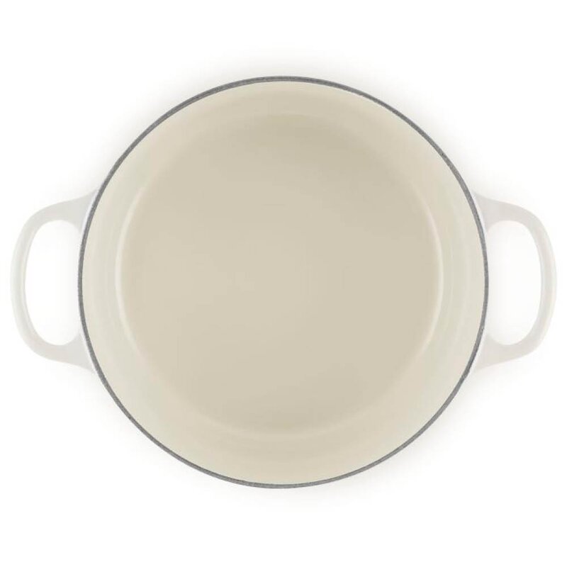 Le Creuset Signature støpejernsgryte rund 5,3L 26 cm meringue/crucible knob