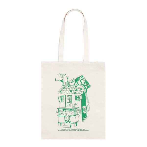 Nordicbuddies Pippi handlenett 38,5x42 cm Villa Villekulla beige