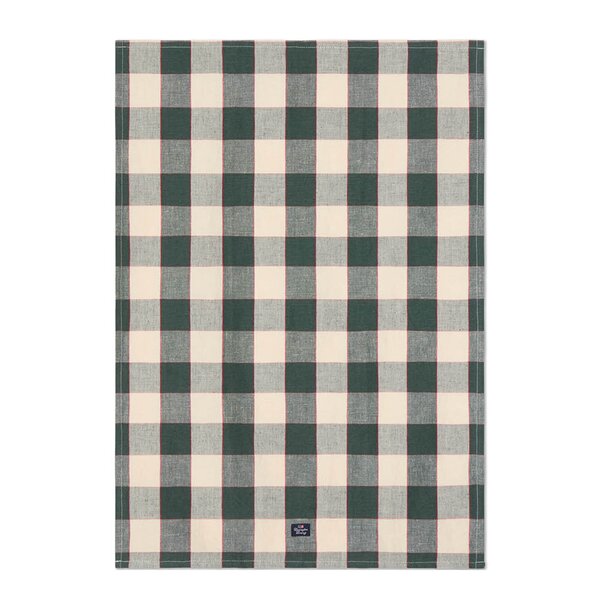 Lexington Rutete kjøkkenhåndkle i lin/bomull 50x70 cm grønn/lysbeige/rø