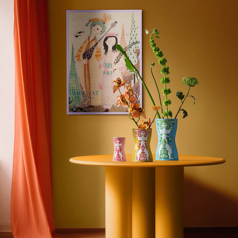 Bjørn Wiinblad Nina vase 22 cm gul/pink