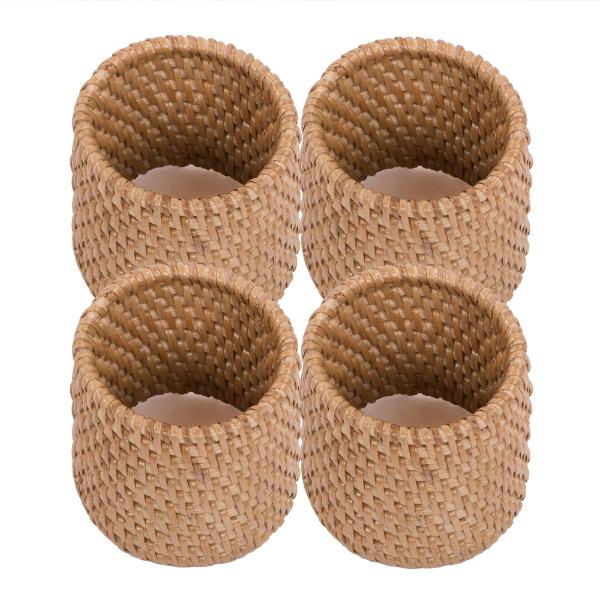 Ziczac Rattan serviettring 4 stk beige