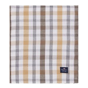 Lexington Rutete lin/bomulls duk 150x350 cm oliven/hvit/beige
